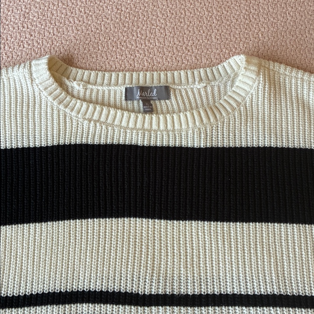 Marbled Cream Ribbed Knit Sweater - Picture 4 of 15